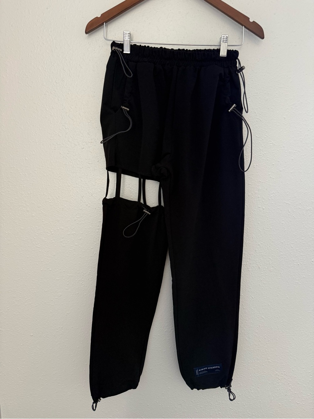 Aimme Sparrow Black Asymmetrical Cutout Bungee Jogger Pants Size 2